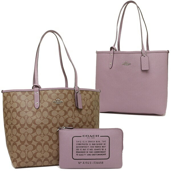 Coach F36658 Reversible City Tote In Signature Canvas Khaki Jasmine