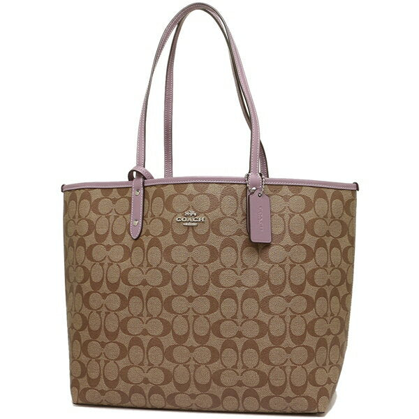 Coach Reversible City Tote Signature Light Khaki/ Light Pink F36658