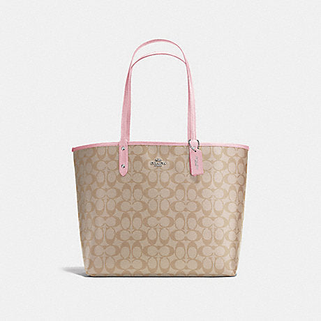 Coach F36658  Reversible City Tote Light Khaki Carnation