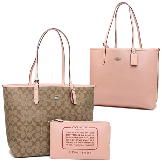 Coach F36658  Reversible City Tote Light Khaki Carnation