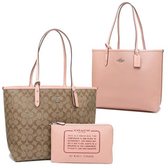 Coach F36658  Reversible City Tote Light Khaki Carnation