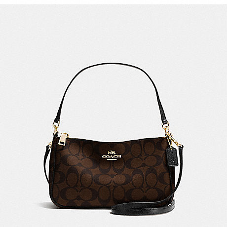 Coach F36674 Top Handle Pouch In Signature Brown Black