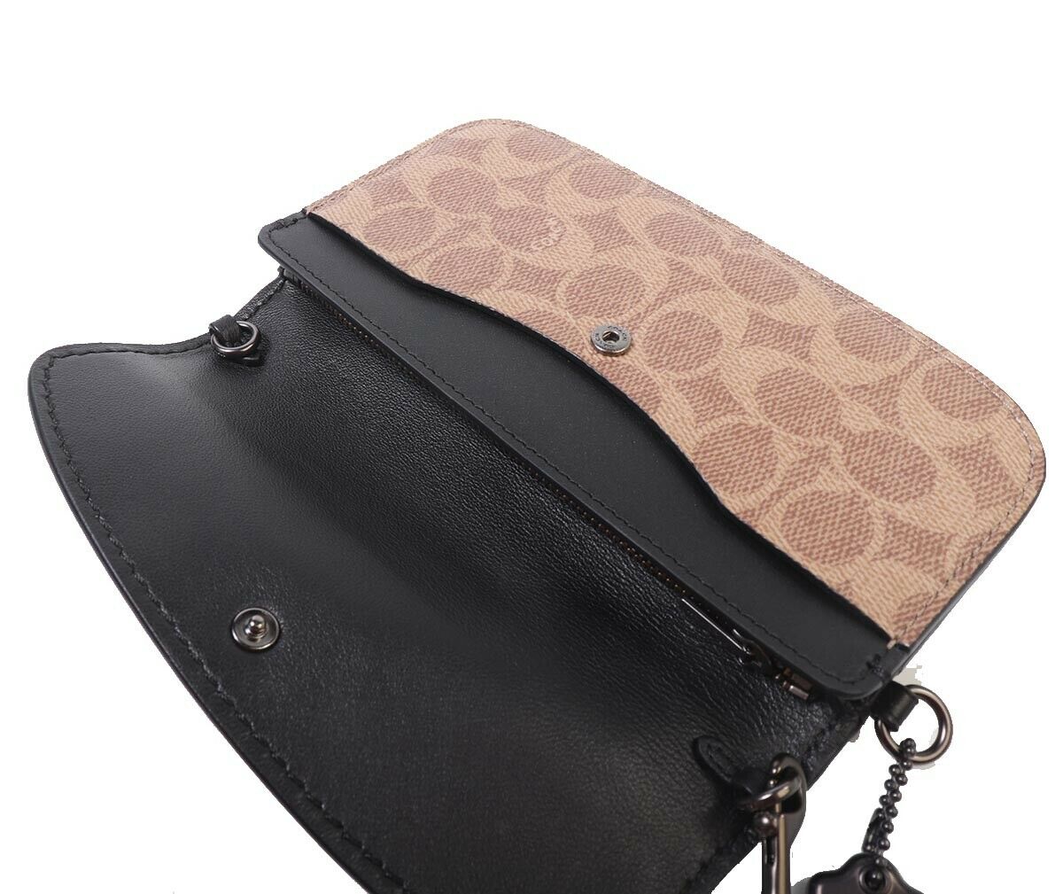 Coach F37369 Canvas Signature Clutch Tan Black