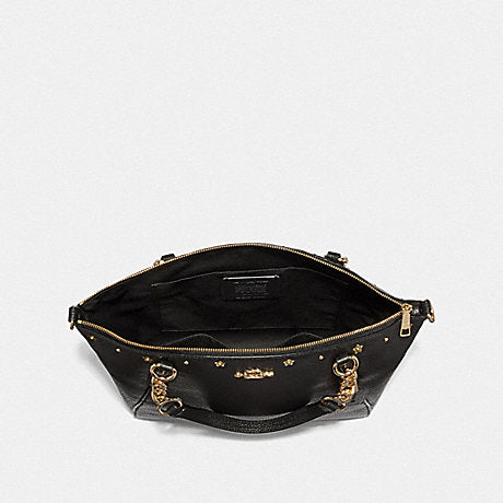 Coach F37773 Kelsey Chain Satchel With Floral Rivets Black