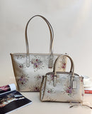 Coach F37812 Mini Sage Carryall Metallic Platinum Floral Multi