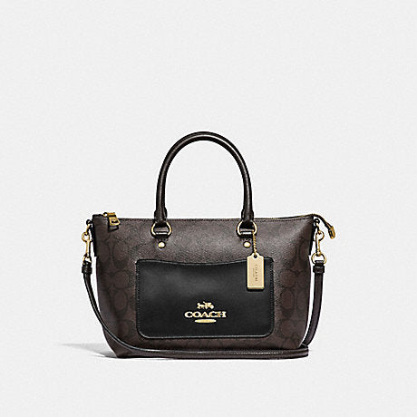 Coach F38089 Mini Emma Satchel In Signature Canvas Brown Black
