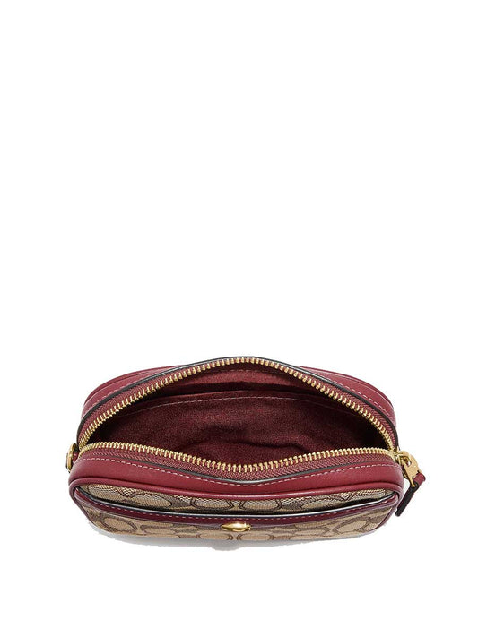 Coach F38687 Ivie Convertible Belt Bag In Signature Jacquard Khaki Wine