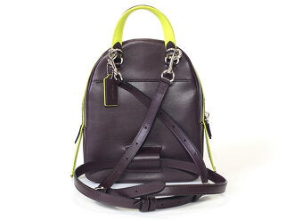 Coach F38998 Andi Backpak In Signature Canvas Brown Neon Yellow