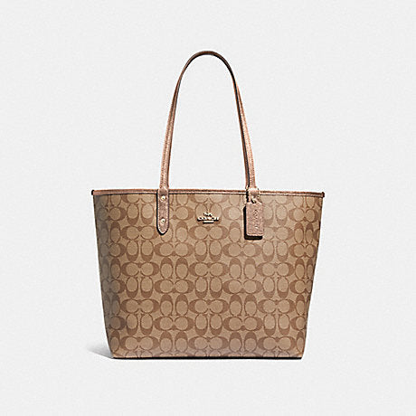 Coach F39518 Reversible City Tote In Signature Canvas Rosegold