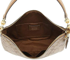 Coach F39527  Elle Hobo Signature Khaki Saddle