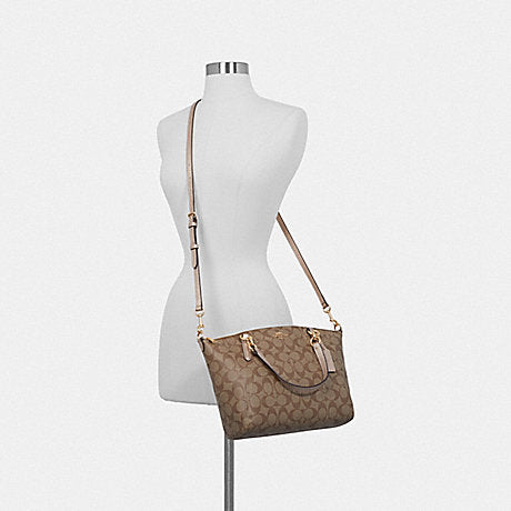 Coach F39590 Small Kelsey Satchel In Signature Canvas Khaki Rosegold