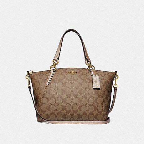 Coach F39590 Small Kelsey Satchel In Signature Canvas Khaki Rosegold