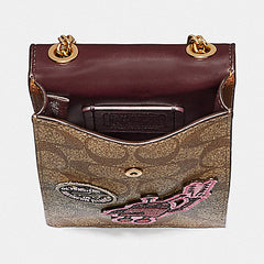 Coach F39955 Keith Harring Phone Crossbody In Signature Canvas With Patches Khaki Multi