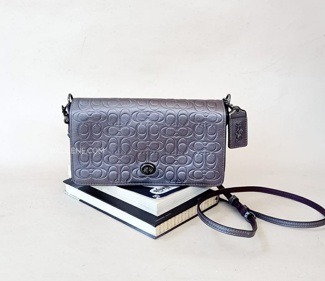 Coach F40649 Dinky Signature Metallic Graphite