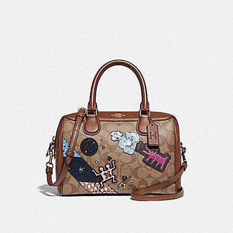 Coach F48729 Keith Haring Mini Bennet In Signature Canvas With Patches Khaki Multi