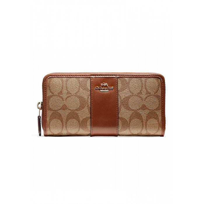 Coach F54630 Zip In Signature Canvas Leather Khaki Saddle