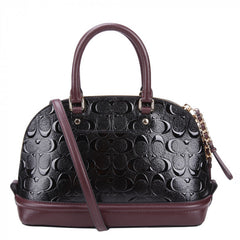 Coach F55450 Debossed Patent Leather Mini Sierra Black Oxblood