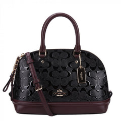 Coach F55450 Debossed Patent Leather Mini Sierra Black Oxblood