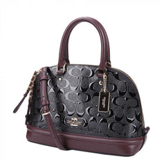 Coach F55450 Debossed Patent Leather Mini Sierra Black Oxblood