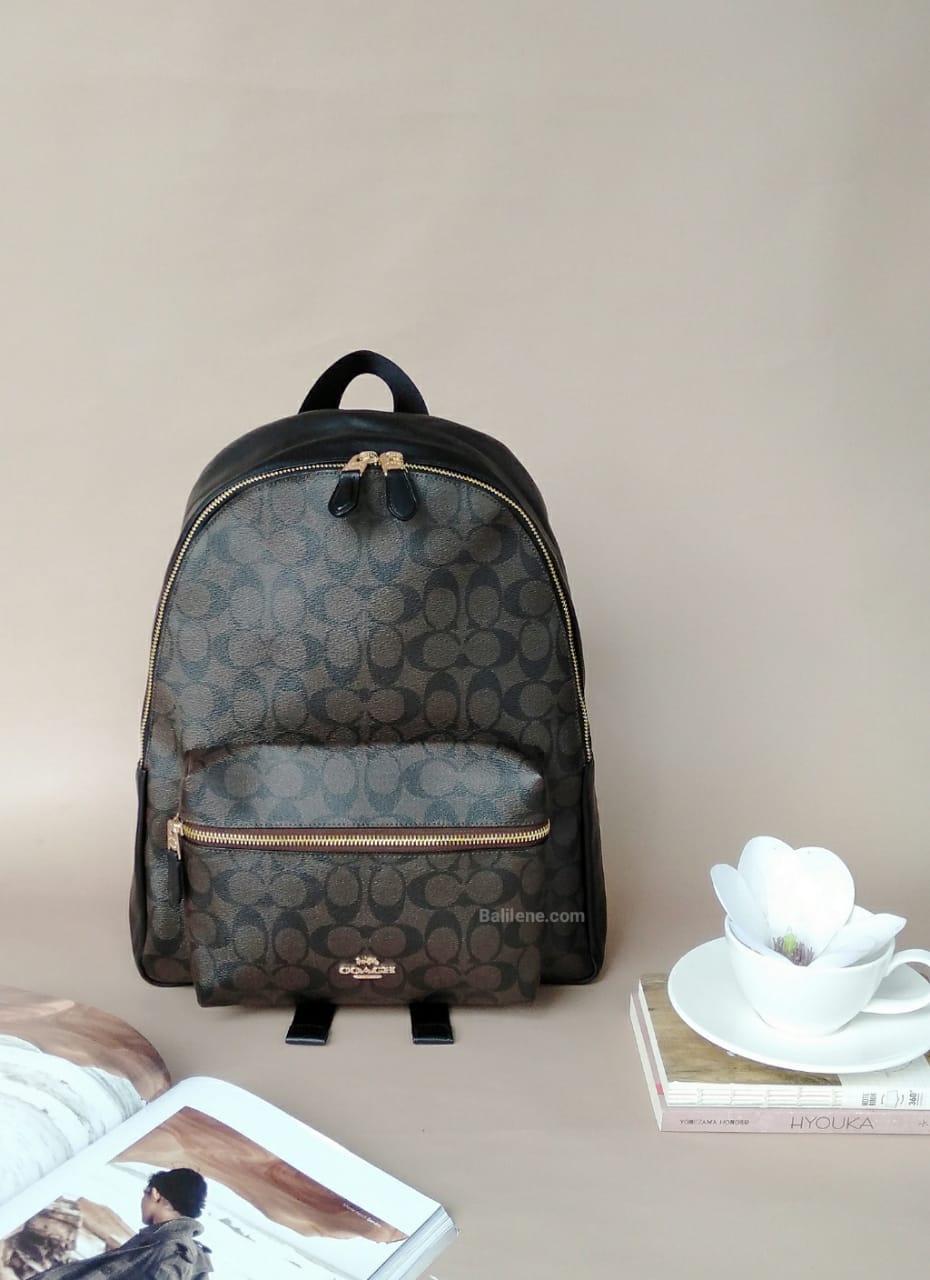 coach f58315 mini charlie backpack in signature coated canvas Coach F58314 Charlie Backpack In Signature Brown Black – Balilene