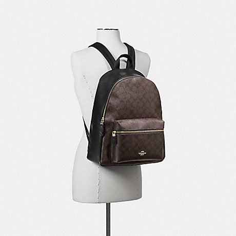 Coach F58314 Charlie Backpack In Signature Brown Black