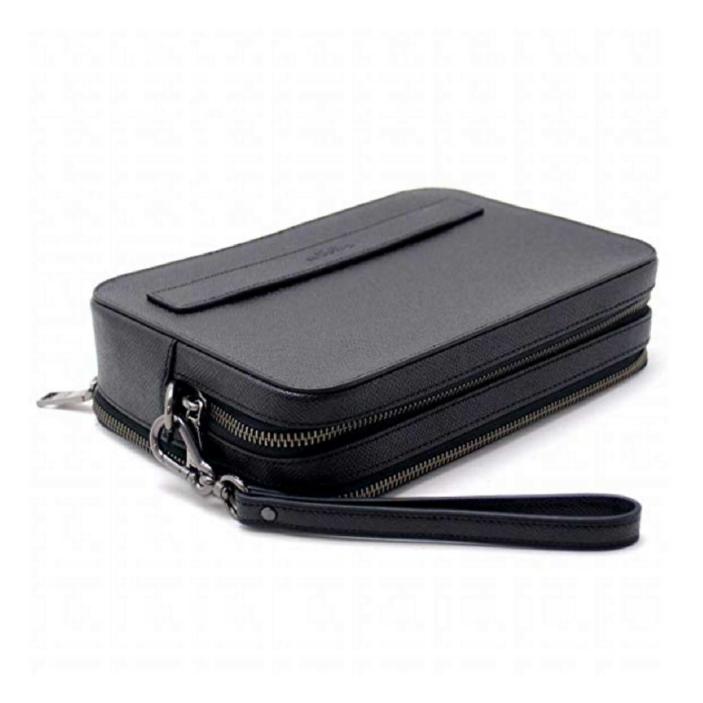 Coach F59117 Men Crossgrain Leather Pouchette Black