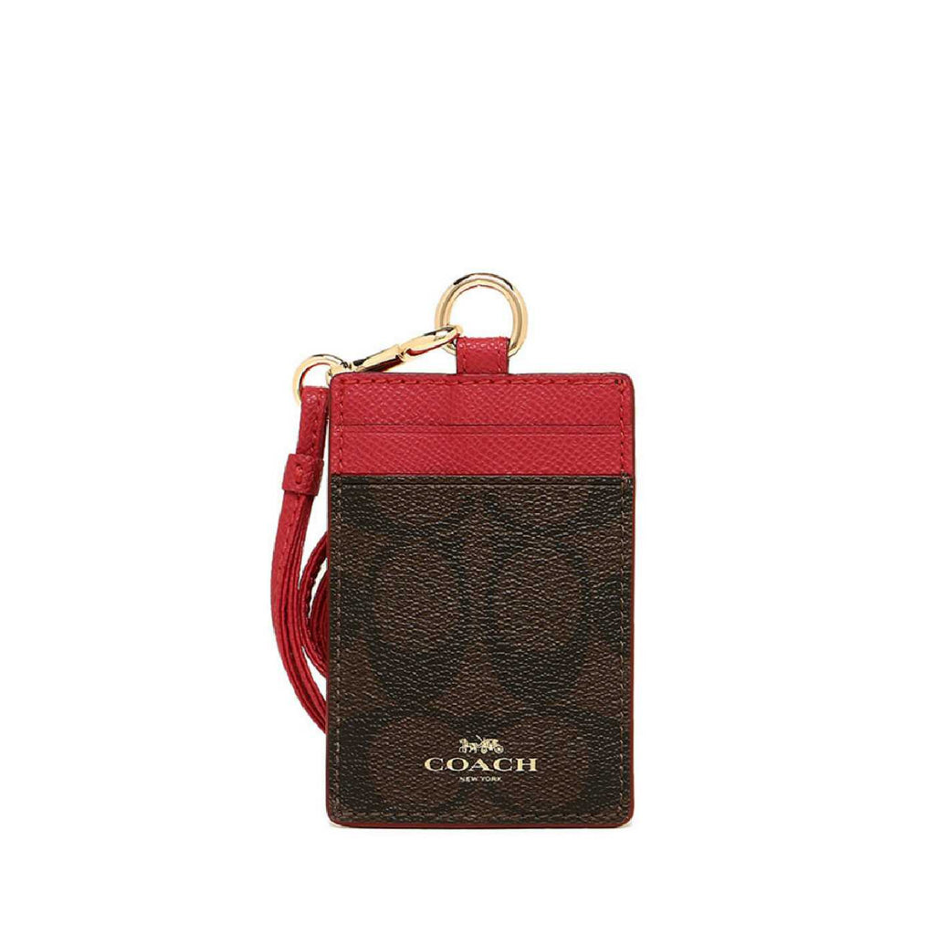 Coach_F63274_Lanyard_ID_Case_Outlet_Brown_True_Red_depan
