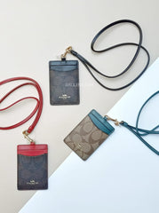 Coach_F63274_Lanyard_ID_Case_Outlet_Khaki_True_Red_realpict