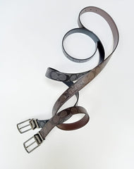 Coach F64825 Belt Men Reversible Black Charcoal CQ/BK