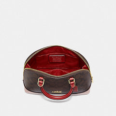 Coach F66894 Mini Sierra Satchel In Colorblock Signature Canvas Khaki Pink Multi