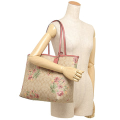 Coach F72844 Reversible City Tote In Signature Canvas With Lily Print Light Khaki Rose Petal