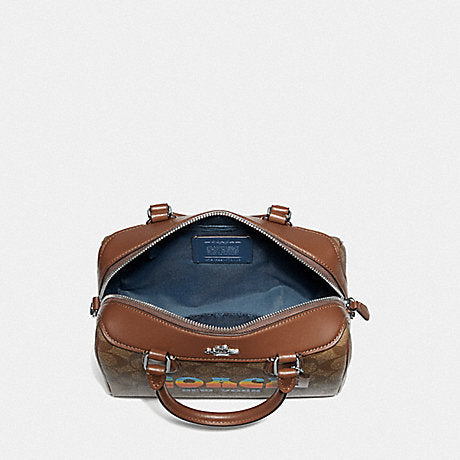 Coach F73119 Mini Bennet Satchel In Signature Canvas With Rainbow Animation