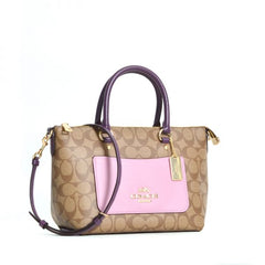 Coach F73220  Mini Emma Satchel Signature Canvas Khaki Tulip Multi