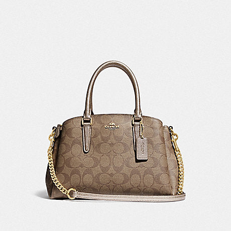 Coach  F73291 Mini Sage Carryall In Signature Canvas Gold/khaki/platinum