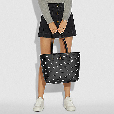 Coach F73325 Disney X Reversible City Tote In Signature Canvas And Snow White And The Seven Dwarfs Eyes Print Black Multi Khaki