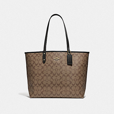 Coach F73325 Disney X Reversible City Tote In Signature Canvas And Snow White And The Seven Dwarfs Eyes Print Black Multi Khaki