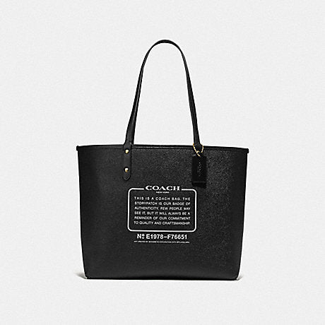 Coach F76651 Gummy Reversible City Tote In Signature Khaki Multi Black
