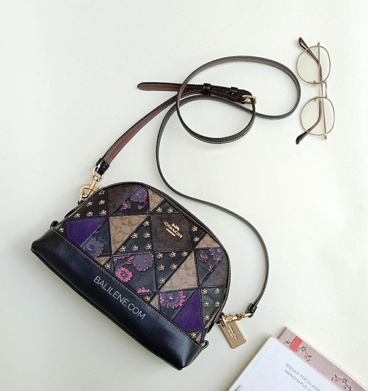 Coach  F76672  Signature Mx Patchwork Dome Black Multi