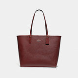 Coach F78279 Reversible City Tote In Signature Canvas With Print Coral Khaki Multi Wine