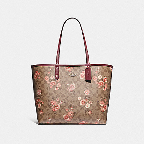 Reversible city tote in signature canvas with prairie rose print outlet