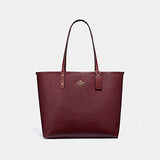 Coach F80246 Reversible Tote In Sig Canvas With Animals Print Khaki Pink Wine