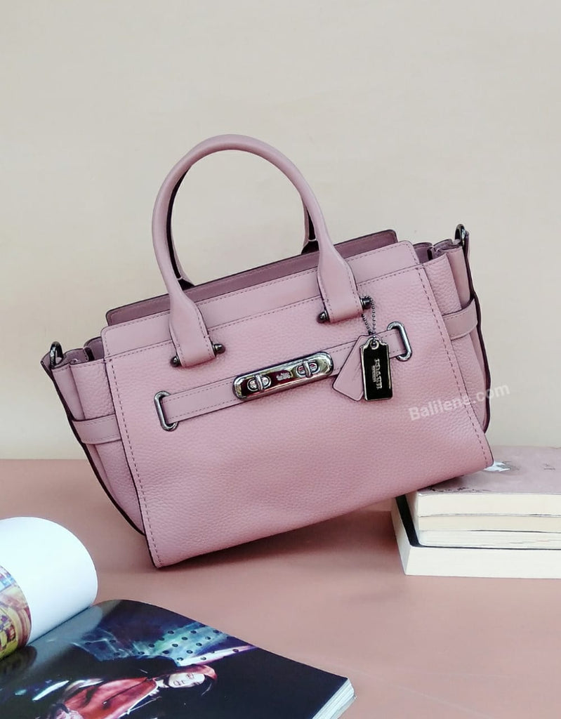 Coach F87295 Swagger 27 Pebble Leather Carryall Dusty Rose