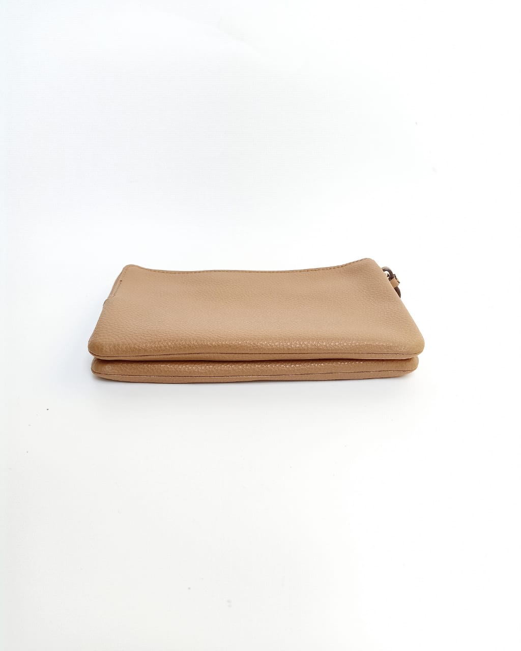 Coach Double Zip Wallet In Polished Pebble Leather Light Saddle