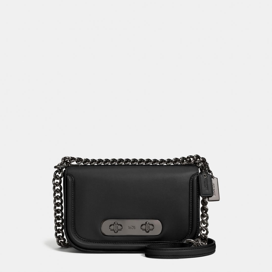 Coach 18858 swagger shoulder bag 20 glovetanned dark black oxblood