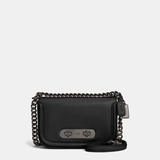 Coach 18858 swagger shoulder bag 20 glovetanned dark black oxblood