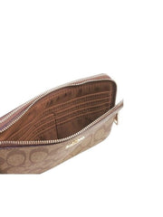 Coach f16109 Sig PVC Double Zip Large Wallet Khaki Saddle