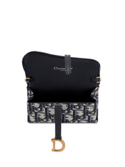 Dior S5654CTZQ Saddle Nano Pouch Blue Dior Oblique Jacquard