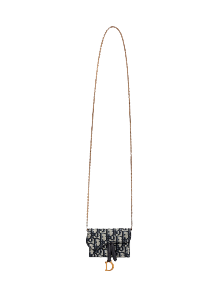 Dior S5654CTZQ Saddle Nano Pouch Blue Dior Oblique Jacquard