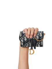 Dior S5654CTZQ Saddle Nano Pouch Blue Dior Oblique Jacquard