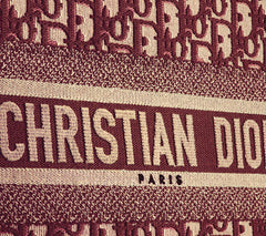 Dior Book Tote Bag In Embroidered Canvas Oblique Bordeaux
